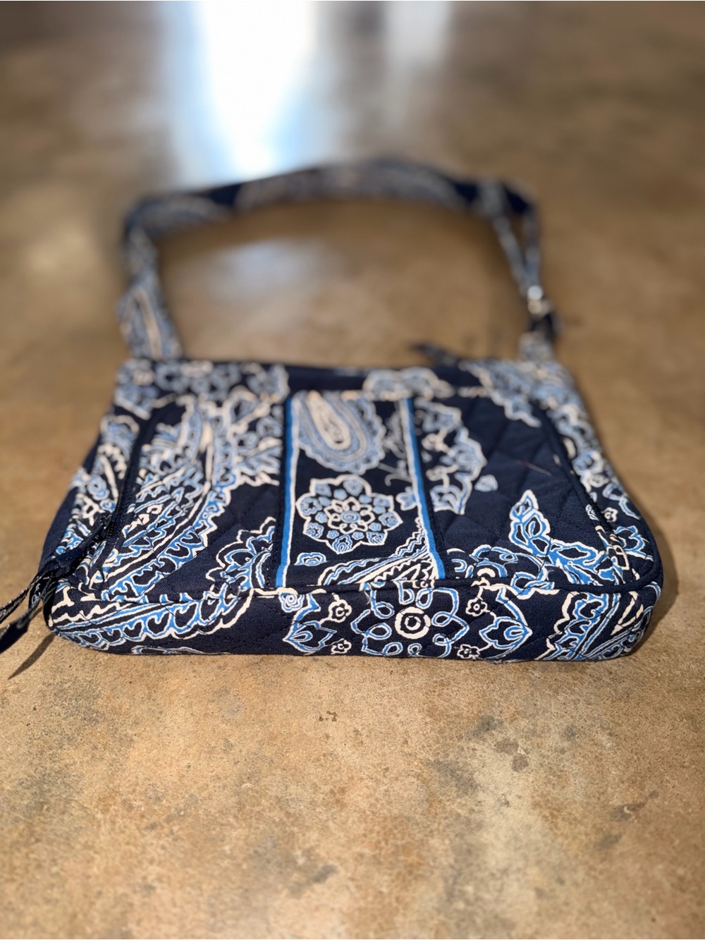 Vera Bradley RFID Little Hipster Navy Paisley Quilted Crossbody Bag - Picture 3 of 10